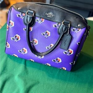 Coach Black and Purple Floral Satchel
